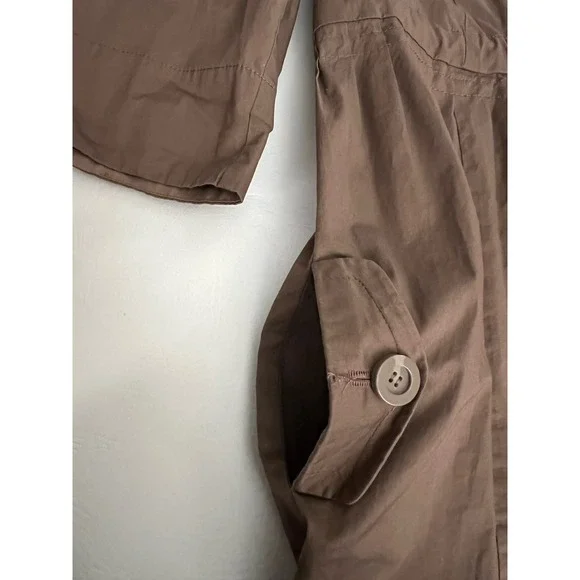 Sussan Taupe Brown Trench Shirt Dress Size 14 Quiet Lagenlook Contemporary - Picture 10 of 13
